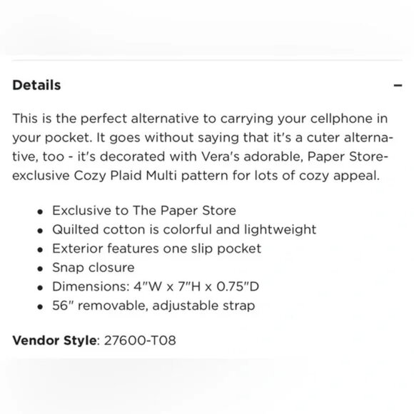 Vera Bradley Carson Cell Phone Crossbody Cozy Plaid Multi & Brown Floral Quilted - Picture 7 of 8